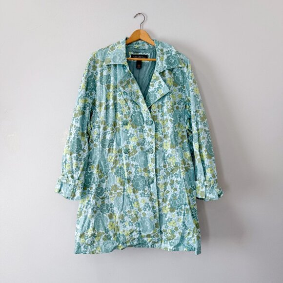 Lane Bryant Lightweight Vintage Floral Button-Up Trench Coat – Size 22/24 - Picture 3 of 10
